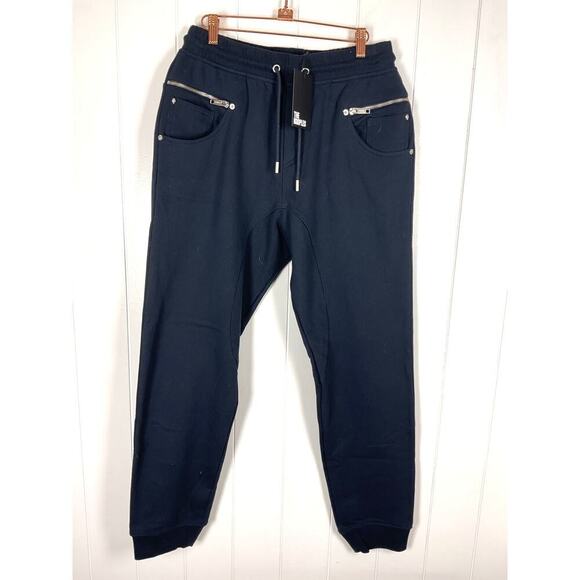 The Kooples Mens Navy Blue Heavy Weight 100% Cotton Joggers NWT Size Large - Picture 4 of 10